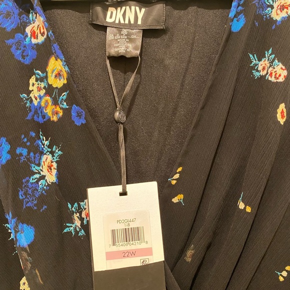 DKNY Yellow and Blue Long Sleeve Bishop Sundress - Picture 7 of 8